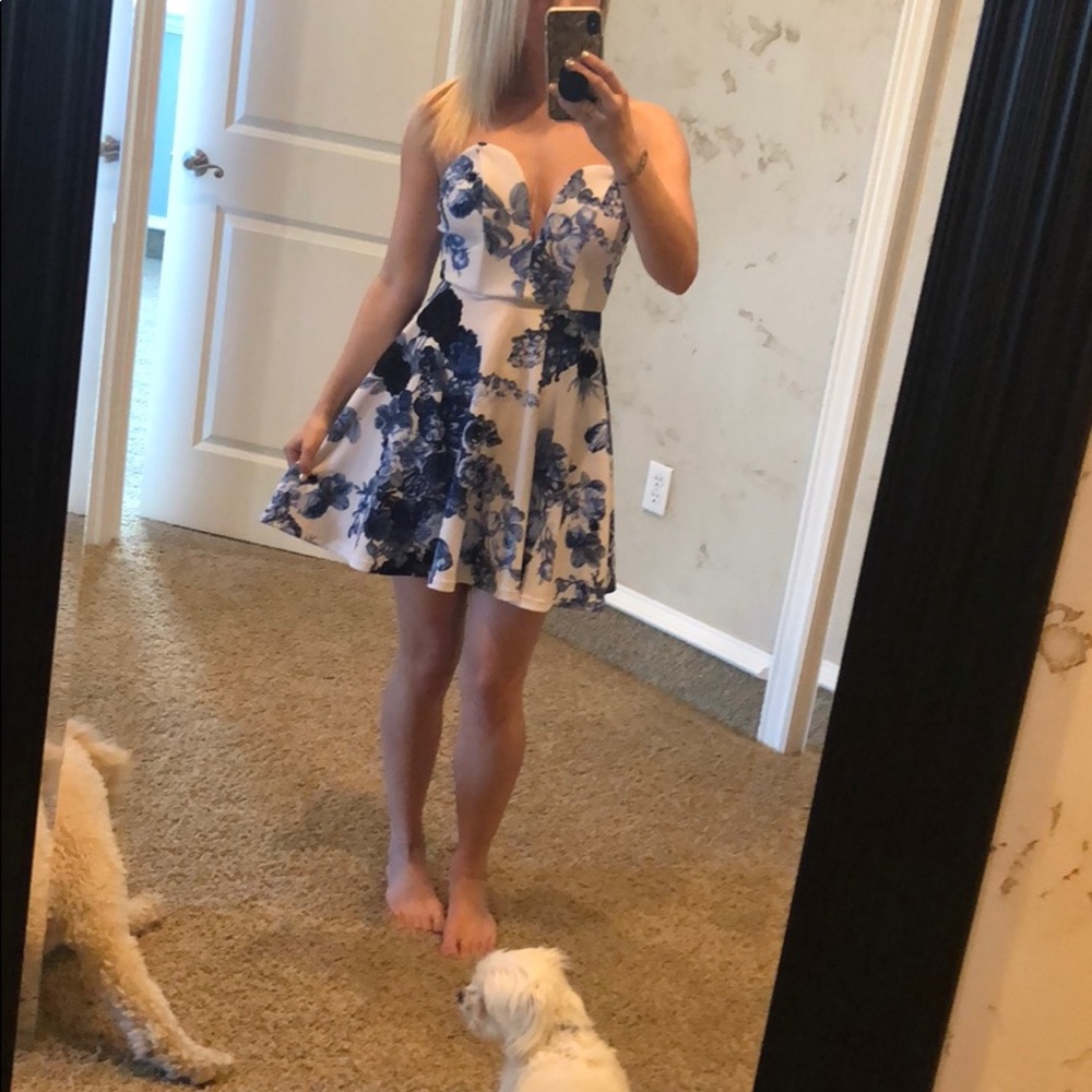 Blue floral mini dress
